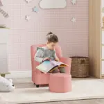 AIYAPLAY 2PCs Kids Sofa Set with Footrest, for Playroom, Bedroom in Pink