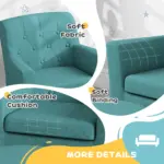 AIYAPLAY 2PCs Kids Sofa Set with Footrest, for Playroom, Bedroom in Blue