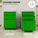Green Metal Filing Cabinet with 3 Drawers, Anti-tilt Design for Letter, A4, Legal Size by Vinsetto