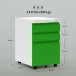 Green Metal Filing Cabinet with 3 Drawers, Anti-tilt Design for Letter, A4, Legal Size by Vinsetto