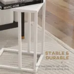 C Shape Bedside Table w/Metal Frame Wood-Effect Top Sofa Narrow Snack End Table for Living Room in White by HOMCOM