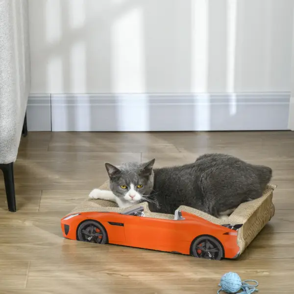 2 in 1 Cat Scratching Board with Catnip, Car-shaped by PawHut