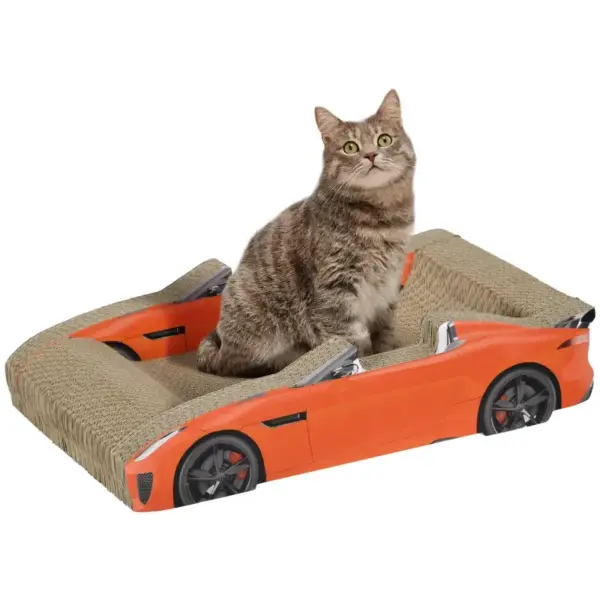2 in 1 Cat Scratching Board with Catnip, Car-shaped by PawHut