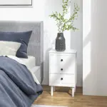 HOMCOM Set of 2 Modern Bedside Tables, Sofa Side Table with 3 Drawers, Nightstand for Bedroom, 40x30x64cm in White