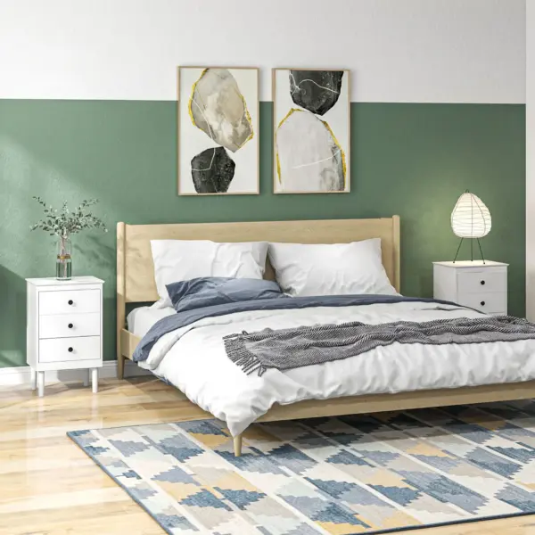 HOMCOM Set of 2 Modern Bedside Tables, Sofa Side Table with 3 Drawers, Nightstand for Bedroom, 40x30x64cm in White