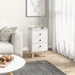 HOMCOM Set of 2 Modern Bedside Tables, Sofa Side Table with 3 Drawers, Nightstand for Bedroom, 40x30x64cm in White