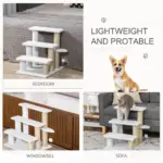 PawHut Pet Stair with 3-step Climb Ladder, Scratching Posts, Platforms, Toy Ball, for Indoor Elderly Cats Kittens in White