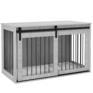 PawHut 118cm Dog Crate with Removable Cushion for Extra Large Dogs in Grey