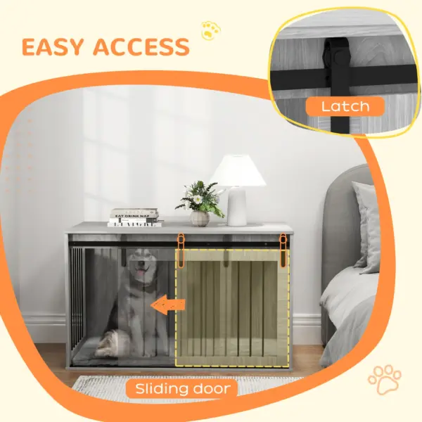 PawHut 118cm Dog Crate with Removable Cushion for Extra Large Dogs in Grey