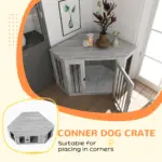 2 in 1 Dog Crate with Side Table, Cushion, 122 x 61 x 71cm in Grey by PawHut