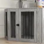 2 in 1 Dog Crate with Side Table, Cushion, 122 x 61 x 71cm in Grey by PawHut