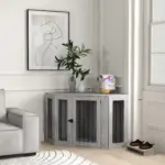 2 in 1 Dog Crate with Side Table, Cushion, 122 x 61 x 71cm in Grey by PawHut