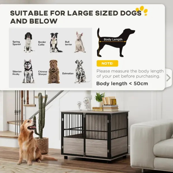 PawHut XL Dog Crate End Table with 3 Doors, Soft Washable Cushion for Large Sized Dogs, 80cm