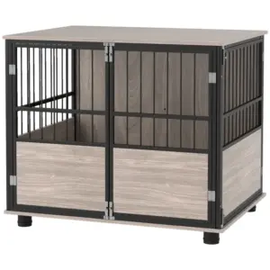 PawHut XL Dog Crate End Table with 3 Doors, Soft Washable Cushion for Large Sized Dogs, 80cm