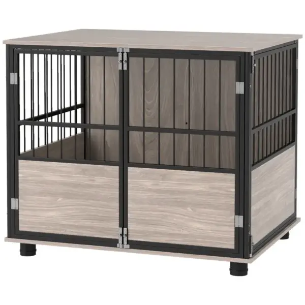 PawHut XL Dog Crate End Table with 3 Doors, Soft Washable Cushion for Large Sized Dogs, 80cm