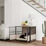 PawHut XL Dog Crate End Table with 3 Doors, Soft Washable Cushion for Large Sized Dogs, 80cm