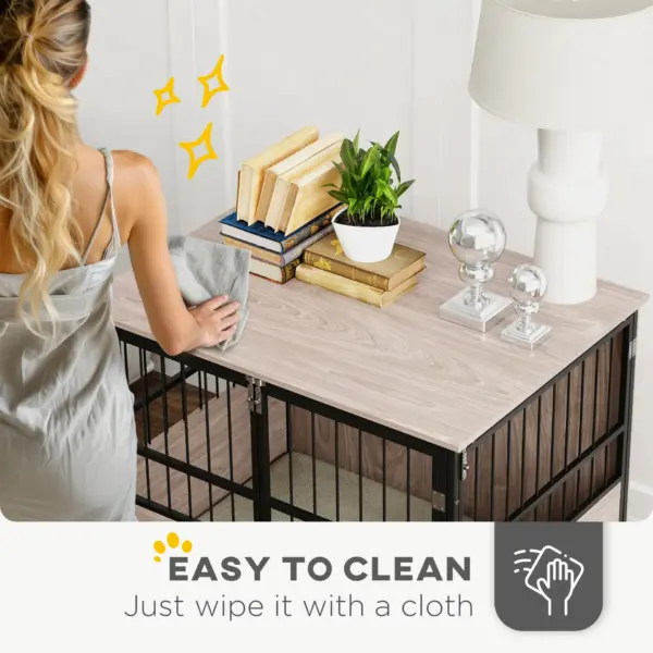 PawHut XL Dog Crate End Table with 3 Doors, Soft Washable Cushion for Large Sized Dogs, 80cm