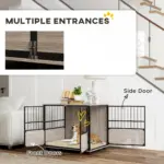 PawHut XL Dog Crate End Table with 3 Doors, Soft Washable Cushion for Large Sized Dogs, 80cm