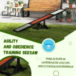 Wooden Pet Seesaw for Big Dogs, Dog Agility Equipment with Anti-Slip Surface in Black by PawHut