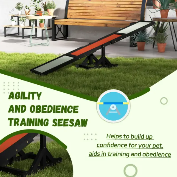 Wooden Pet Seesaw for Big Dogs, Dog Agility Equipment with Anti-Slip Surface in Black by PawHut