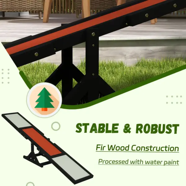 Wooden Pet Seesaw for Big Dogs, Dog Agility Equipment with Anti-Slip Surface in Black by PawHut