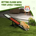 Wooden Pet Seesaw for Big Dogs, Dog Agility Equipment with Anti-Slip Surface in Black by PawHut