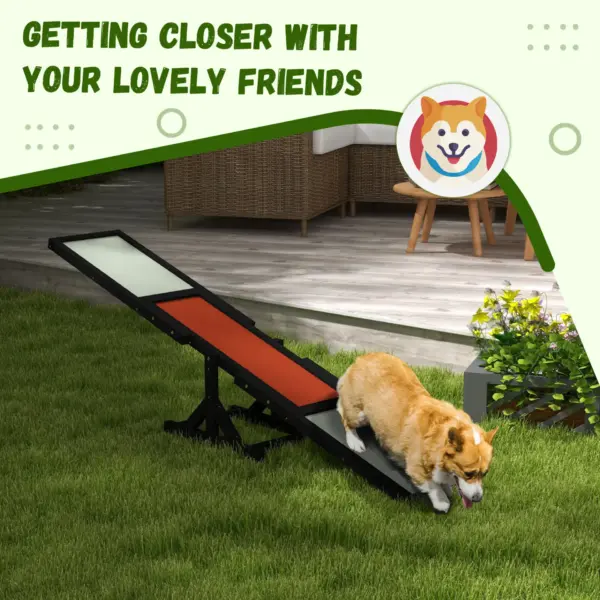 Wooden Pet Seesaw for Big Dogs, Dog Agility Equipment with Anti-Slip Surface in Black by PawHut