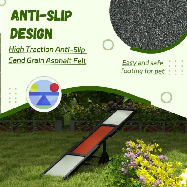 Wooden Pet Seesaw for Big Dogs, Dog Agility Equipment with Anti-Slip Surface in Black by PawHut
