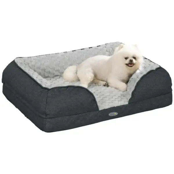 PawHut Calming Dog Bed Pet Mattress with Removable Cover, Anti-Slip Bottom, for Small Dogs, 70L x 50W x 18Hcm in Charcoal Grey