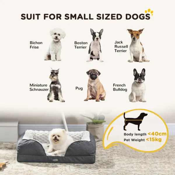 PawHut Calming Dog Bed Pet Mattress with Removable Cover, Anti-Slip Bottom, for Small Dogs, 70L x 50W x 18Hcm in Charcoal Grey