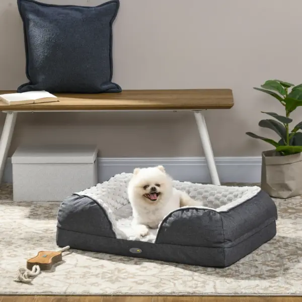 PawHut Calming Dog Bed Pet Mattress with Removable Cover, Anti-Slip Bottom, for Small Dogs, 70L x 50W x 18Hcm in Charcoal Grey