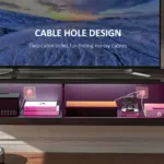 HOMCOM Floating TV Unit Wall Mounted TV Cabinet, High Gloss Media Wall Unit with LED Lights, Storages Shelves for Living Entertainment Room in Black