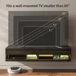 HOMCOM Floating TV Unit Wall Mounted TV Cabinet, High Gloss Media Wall Unit with LED Lights, Storages Shelves for Living Entertainment Room in Black