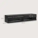 HOMCOM Floating TV Unit Wall Mounted TV Cabinet, High Gloss Media Wall Unit with LED Lights, Storages Shelves for Living Entertainment Room in Black