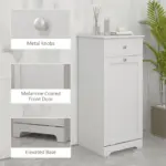 Bathroom Cabinet with Laundry Basket, Bathroom Storage Unit with Foldable Laundry Hamper and Drawer for Washroom, White by HOMCOM
