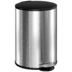 HOMCOM 20 Litre Kitchen Bin, Stainless Steel Pedal Bin with Soft-Close Lid, Fingerprint Proof Cylindrical Rubbish Bin with Foot Pedal