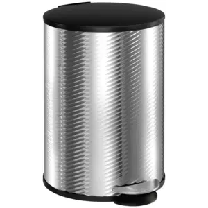 HOMCOM 20 Litre Kitchen Bin, Stainless Steel Pedal Bin with Soft-Close Lid, Fingerprint Proof Cylindrical Rubbish Bin with Foot Pedal