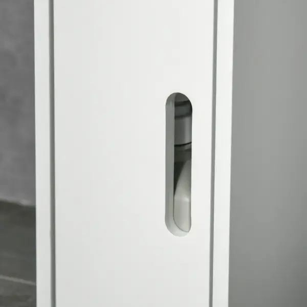 kleankin Modern Bathroom Storage Cabinet, Freestanding Tall Bathroom Cabinet with Open Shelves and 3 Cupboards with Door, for Bedroom Hallway in White