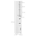 kleankin Modern Bathroom Storage Cabinet, Freestanding Tall Bathroom Cabinet with Open Shelves and 3 Cupboards with Door, for Bedroom Hallway in White