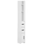 kleankin Modern Bathroom Storage Cabinet, Freestanding Tall Bathroom Cabinet with Open Shelves and 3 Cupboards with Door, for Bedroom Hallway in White