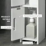 kleankin Modern Bathroom Storage Cabinet, Freestanding Tall Bathroom Cabinet with Open Shelves and 3 Cupboards with Door, for Bedroom Hallway in White