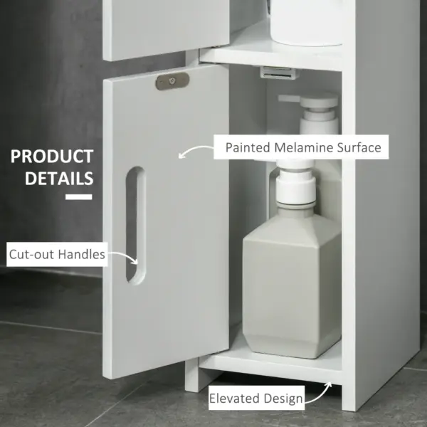 kleankin Modern Bathroom Storage Cabinet, Freestanding Tall Bathroom Cabinet with Open Shelves and 3 Cupboards with Door, for Bedroom Hallway in White