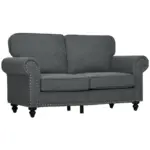 Two-Seater Mid-Century Sofa, with Pocket Springs - Charcoal Grey by HOMCOM