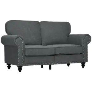Two-Seater Mid-Century Sofa, with Pocket Springs - Charcoal Grey by HOMCOM