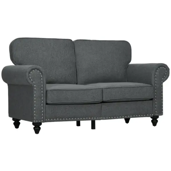 Two-Seater Mid-Century Sofa, with Pocket Springs - Charcoal Grey by HOMCOM