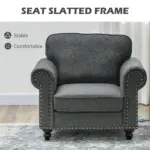 Mid-Century Armchair, Single Sofa with Pocket Springs in Dark Grey by HOMCOM