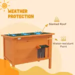 Feral Cat House, Wooden Insulated with Removable Floor, Water-Resistant Openable Roof - Orange | PawHut
