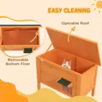 Feral Cat House, Wooden Insulated with Removable Floor, Water-Resistant Openable Roof - Orange | PawHut