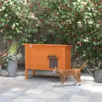 Feral Cat House, Wooden Insulated with Removable Floor, Water-Resistant Openable Roof - Orange | PawHut