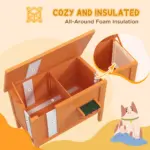 Feral Cat House, Wooden Insulated with Removable Floor, Water-Resistant Openable Roof - Orange | PawHut